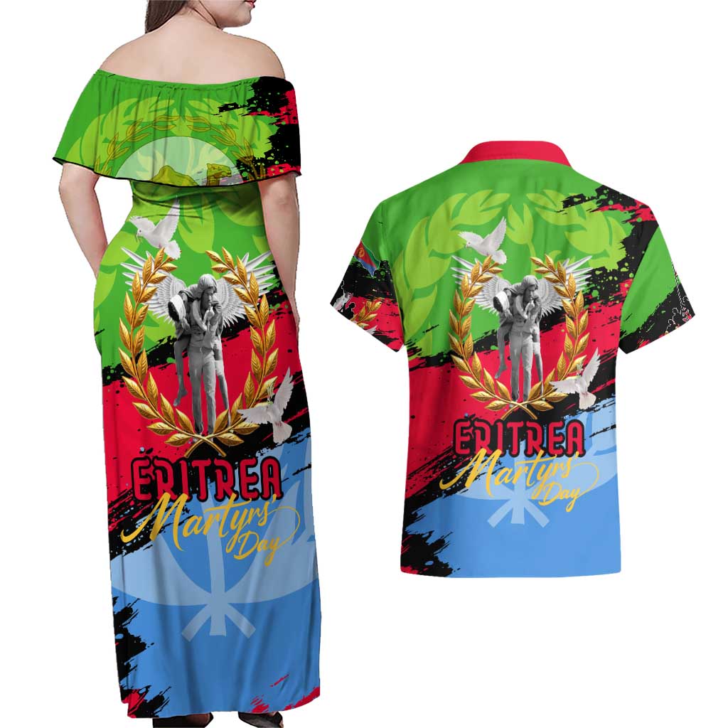 Eritrea Martyrs Live In Our Hearts Couples Matching Off Shoulder Maxi Dress and Hawaiian Shirt