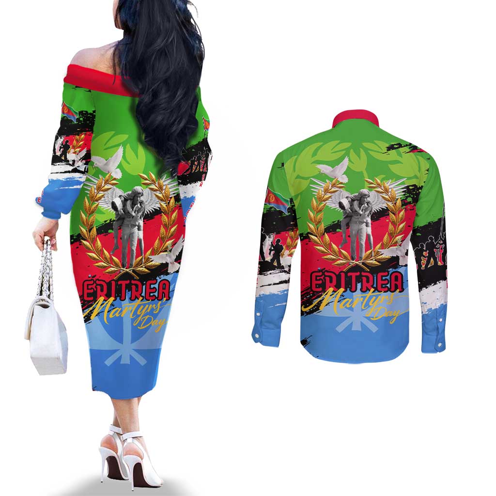 Eritrea Martyrs Live In Our Hearts Couples Matching Off The Shoulder Long Sleeve Dress and Long Sleeve Button Shirt