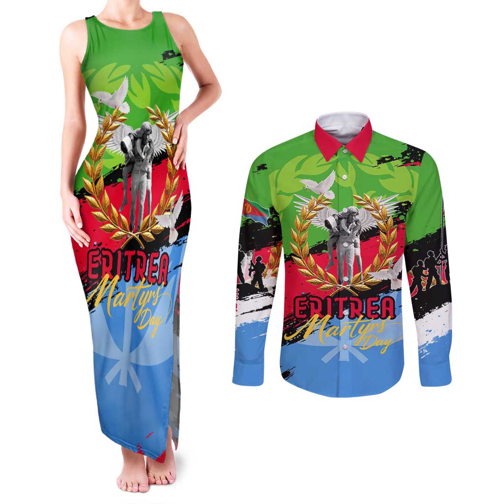 Eritrea Martyrs Live In Our Hearts Couples Matching Tank Maxi Dress and Long Sleeve Button Shirt