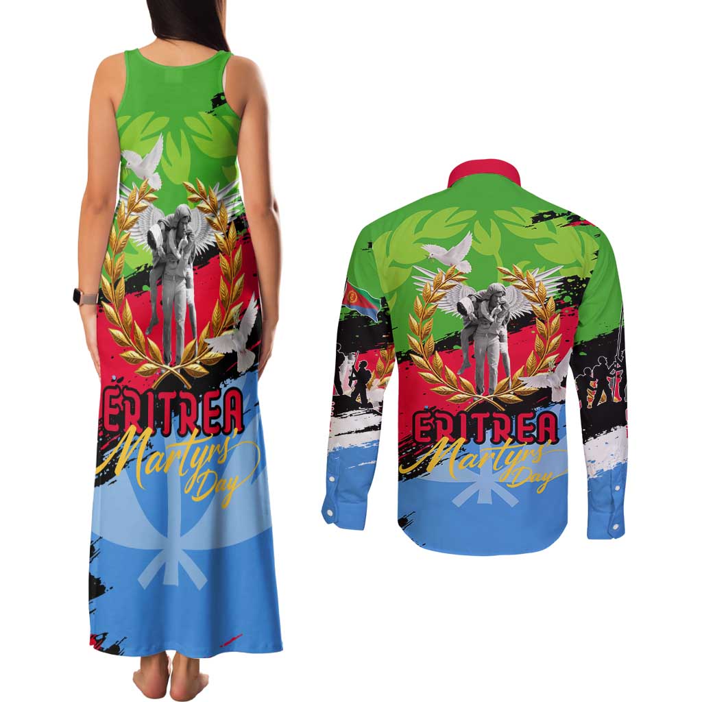 Eritrea Martyrs Live In Our Hearts Couples Matching Tank Maxi Dress and Long Sleeve Button Shirt