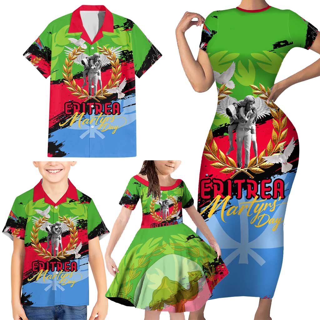 Eritrea Martyrs Live In Our Hearts Family Matching Short Sleeve Bodycon Dress and Hawaiian Shirt