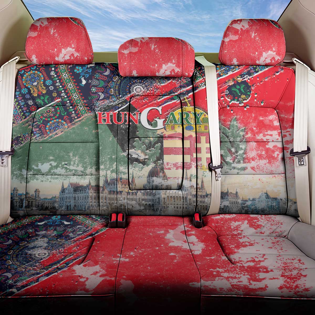 Hungary One Flag One Heart Back Car Seat Cover Heritage in Colors
