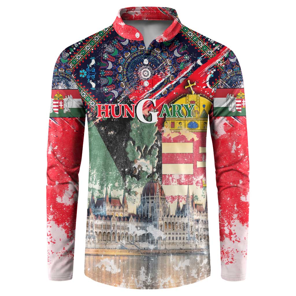 Hungary One Flag One Heart Button Sweatshirt Heritage in Colors