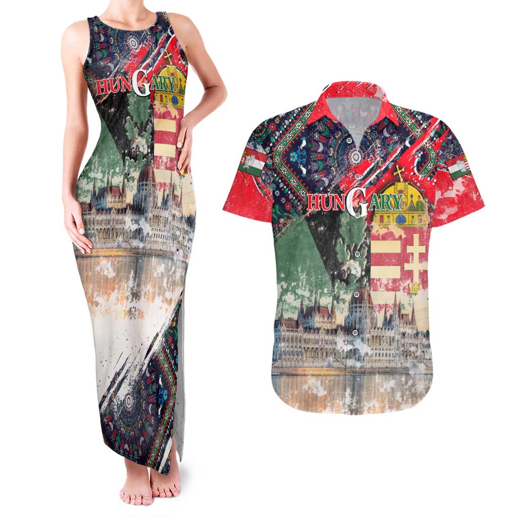 Hungary One Flag One Heart Couples Matching Tank Maxi Dress and Hawaiian Shirt Heritage in Colors