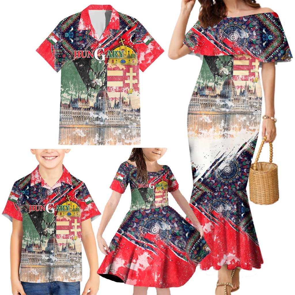 Hungary One Flag One Heart Family Matching Mermaid Dress and Hawaiian Shirt Heritage in Colors
