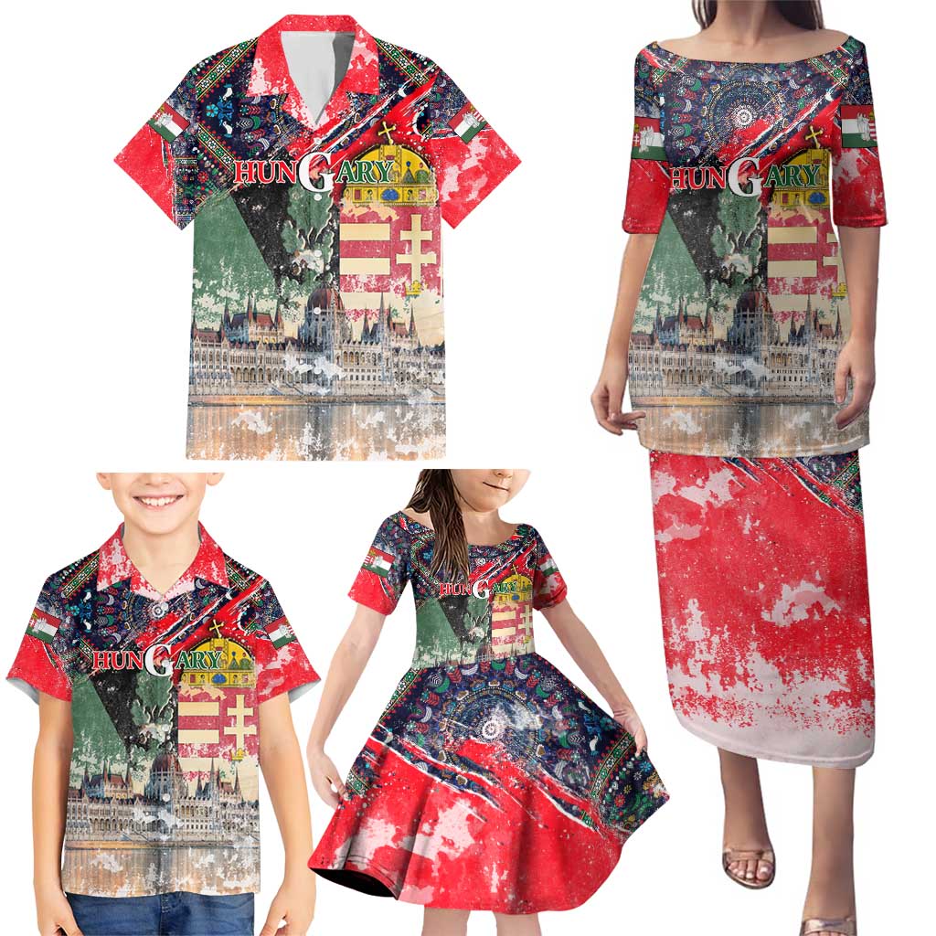 Hungary One Flag One Heart Family Matching Puletasi and Hawaiian Shirt Heritage in Colors