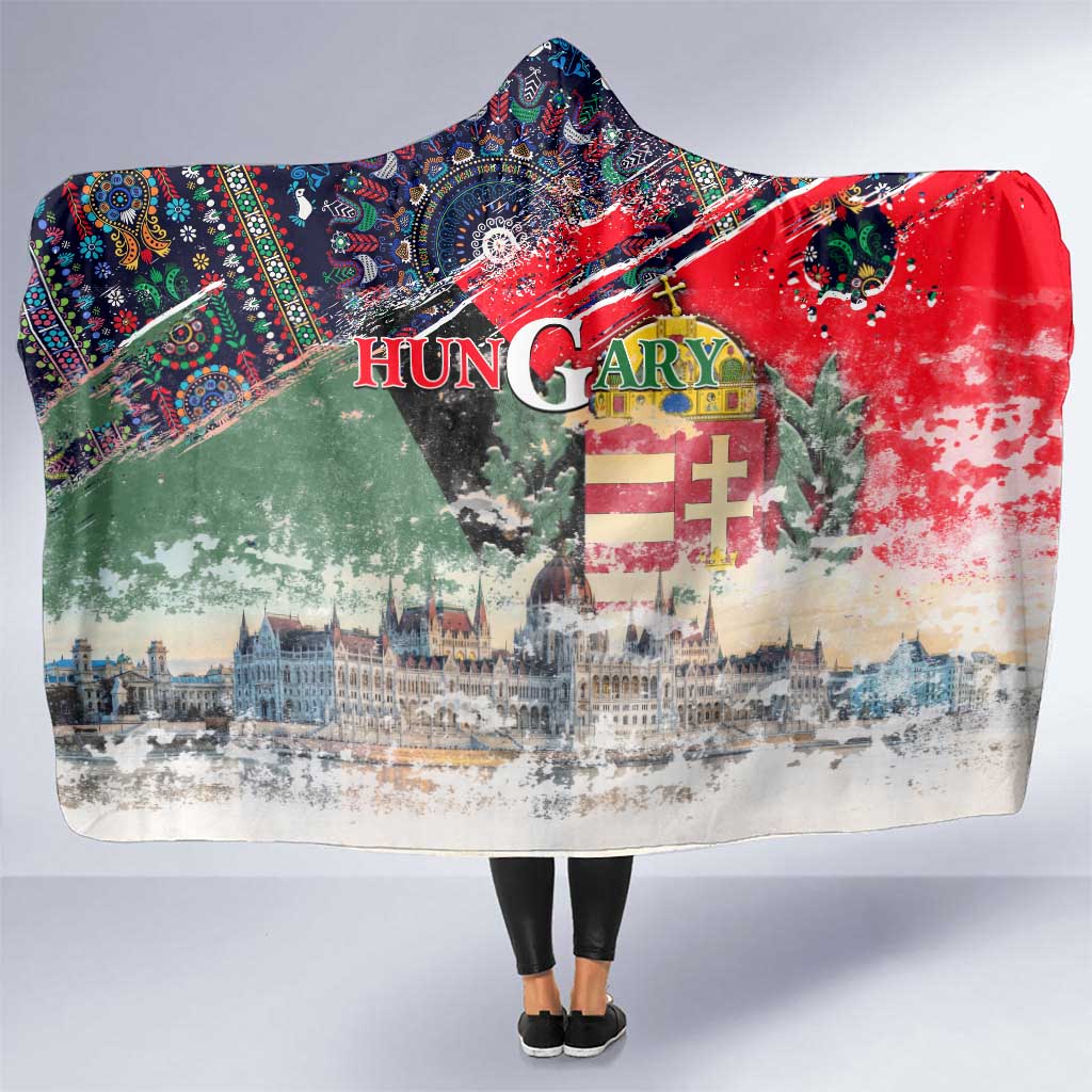 Hungary One Flag One Heart Hooded Blanket Heritage in Colors