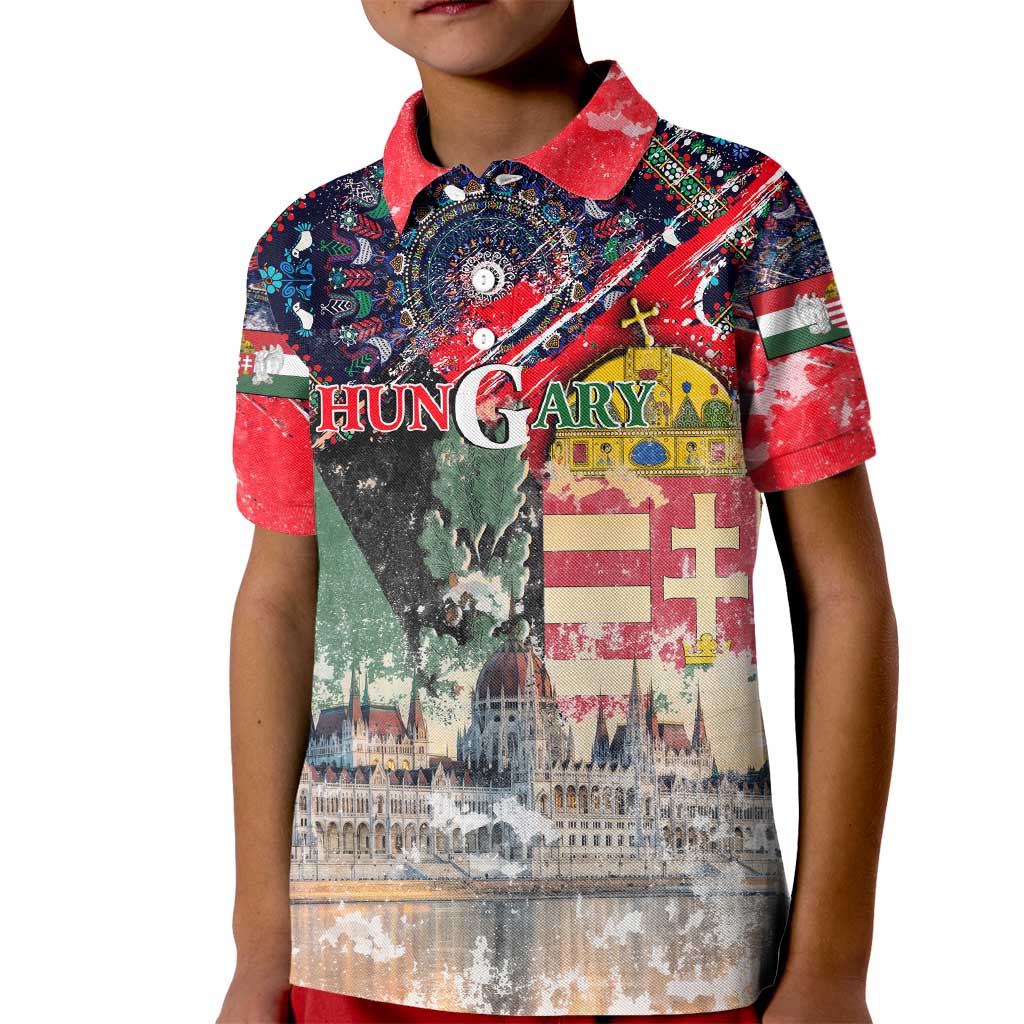 Hungary One Flag One Heart Kid Polo Shirt Heritage in Colors