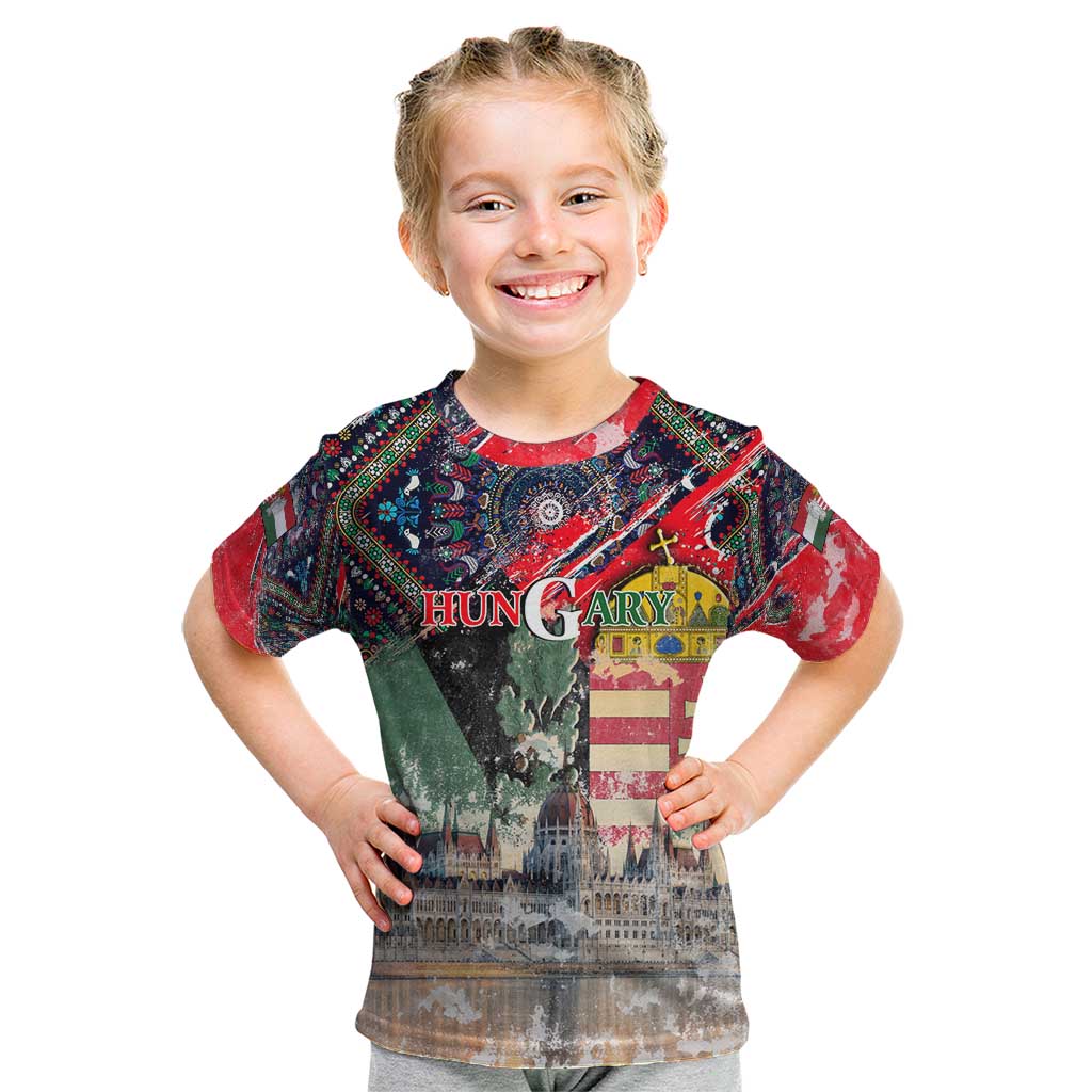 Hungary One Flag One Heart Kid T Shirt Heritage in Colors