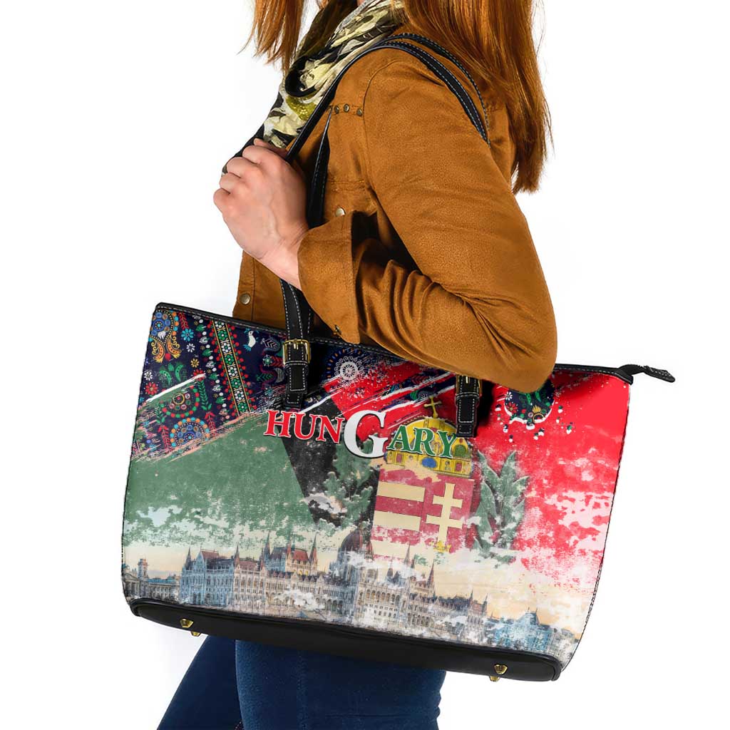 Hungary One Flag One Heart Leather Tote Bag Heritage in Colors