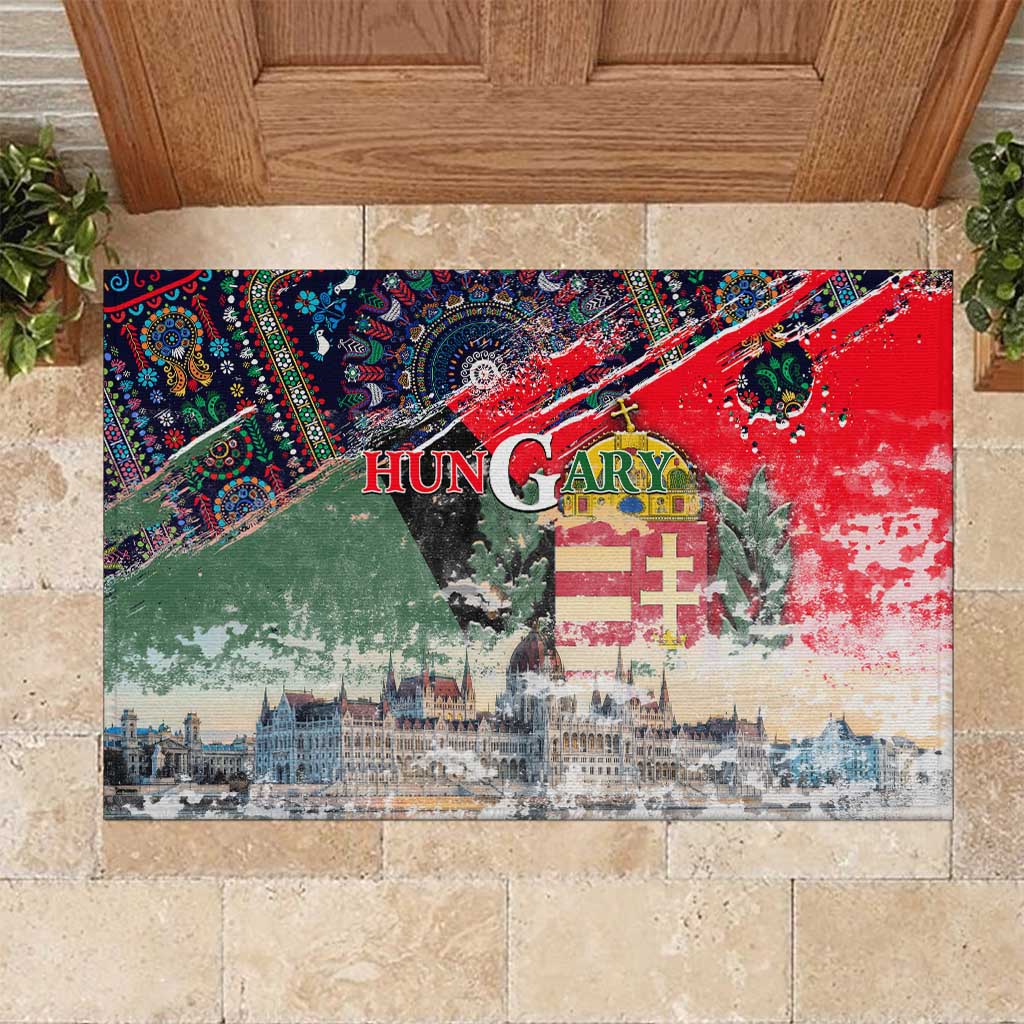 Hungary One Flag One Heart Rubber Doormat Heritage in Colors