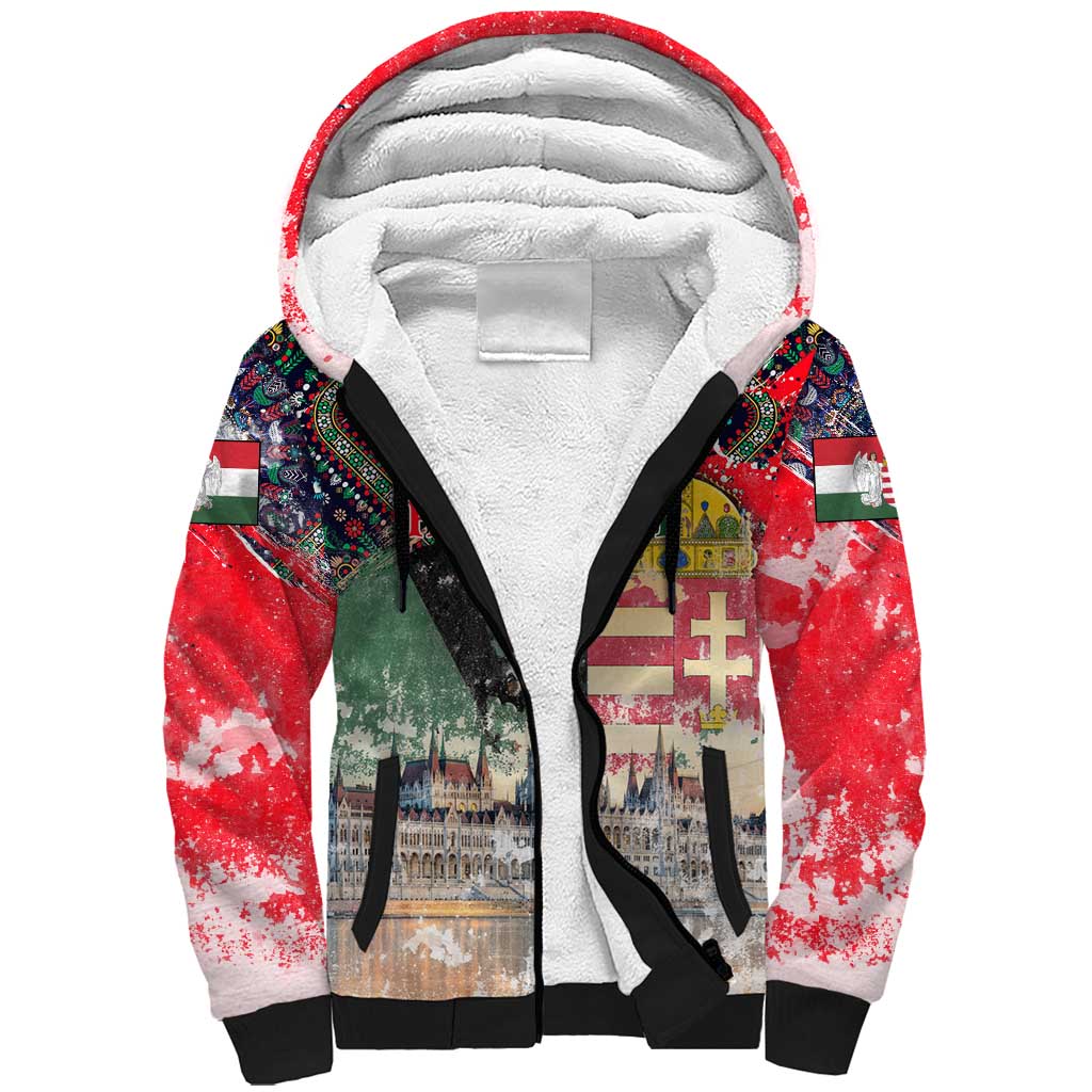 Hungary One Flag One Heart Sherpa Hoodie Heritage in Colors