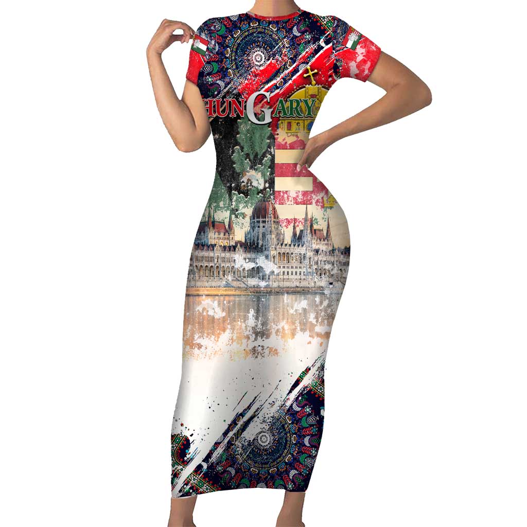 Hungary One Flag One Heart Short Sleeve Bodycon Dress Heritage in Colors