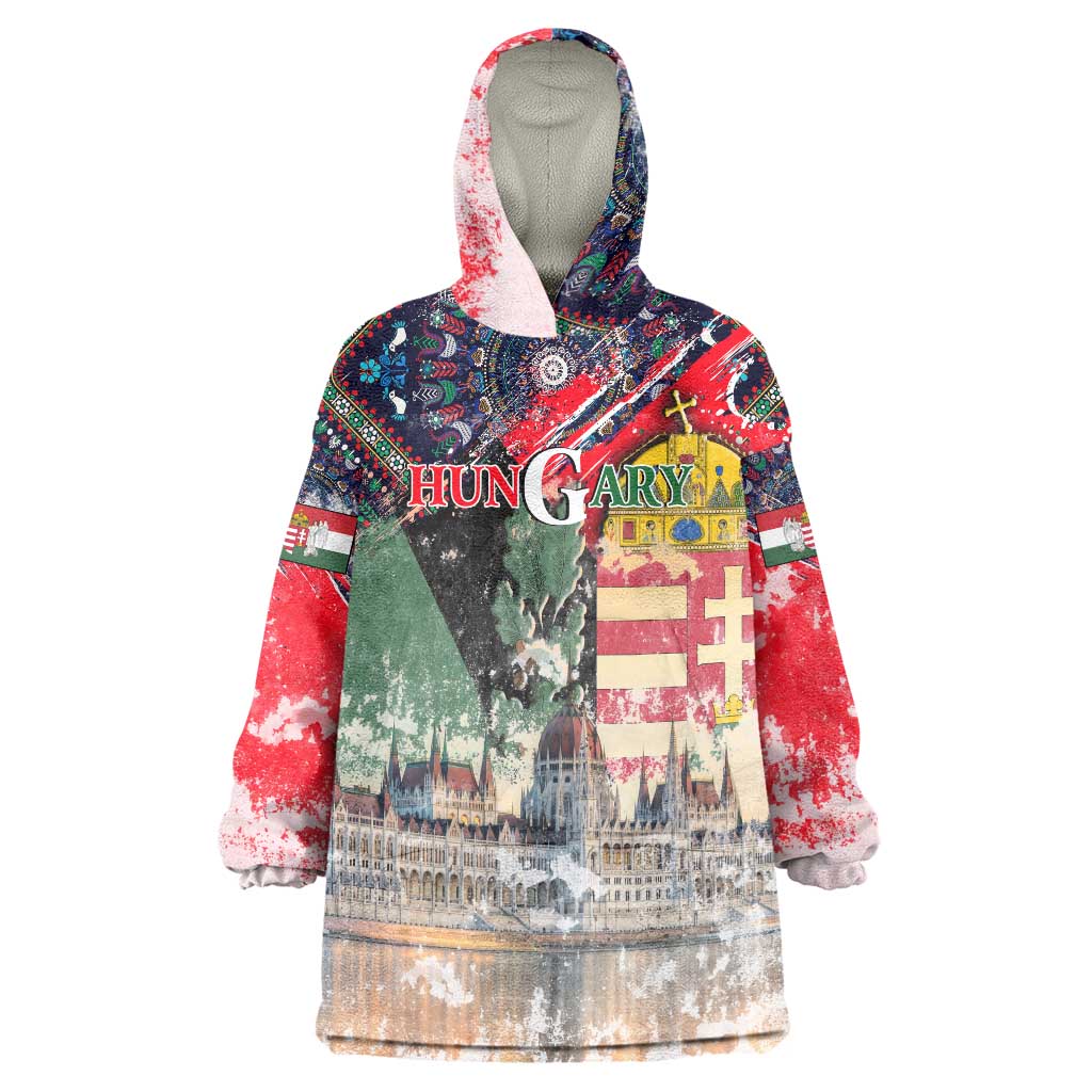 Hungary One Flag One Heart Wearable Blanket Hoodie Heritage in Colors