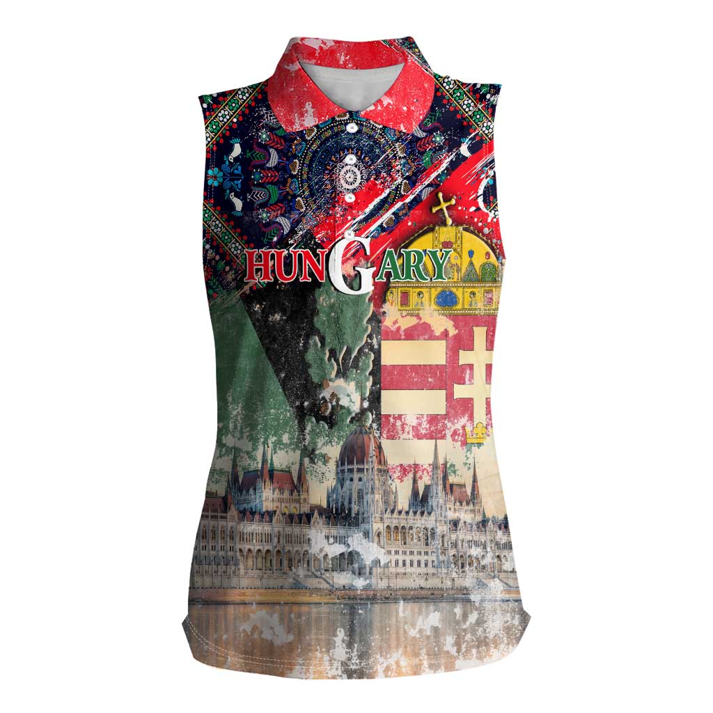 Hungary One Flag One Heart Women Sleeveless Polo Shirt Heritage in Colors
