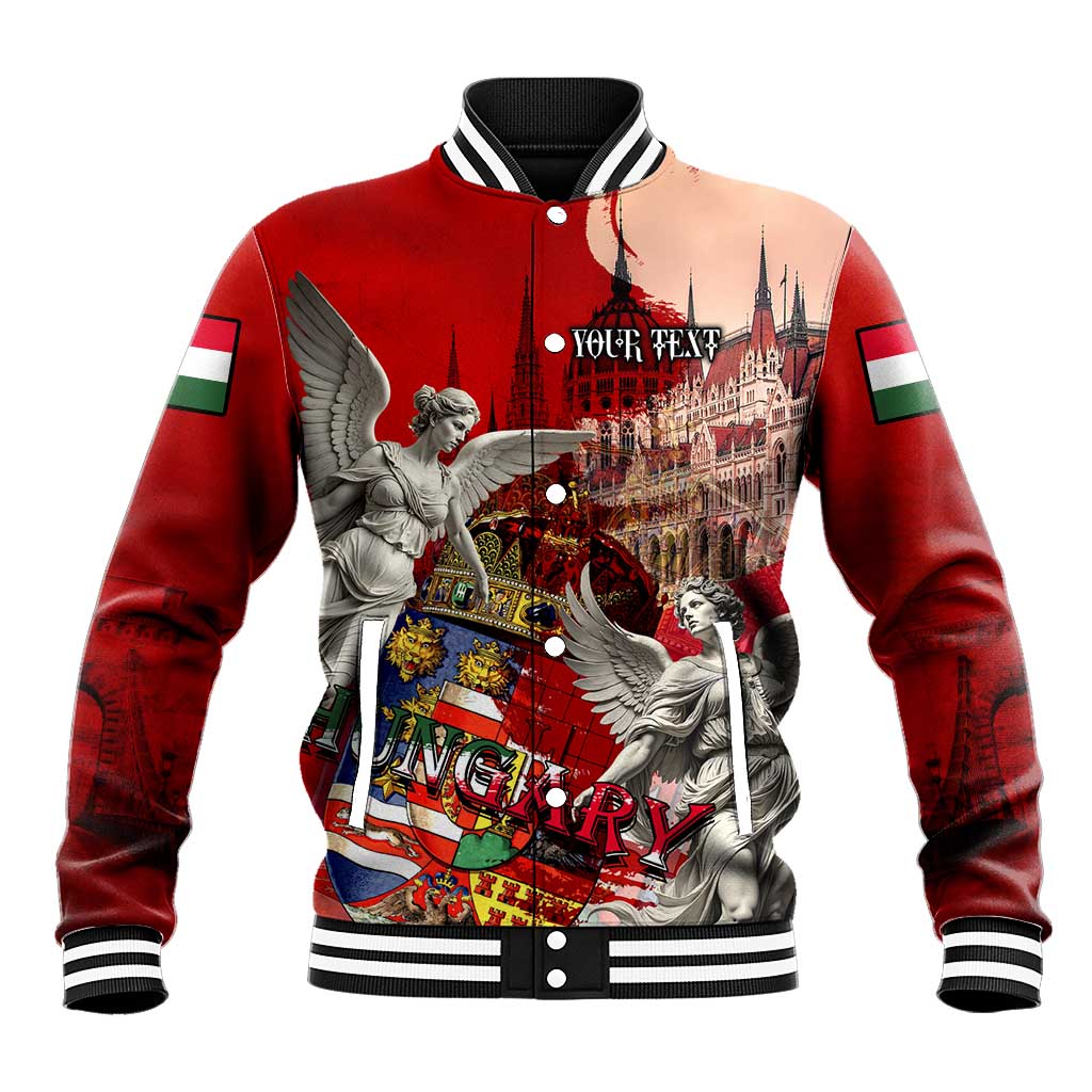 Hungary Baseball Jacket Crowned with History Guarded by Angels
