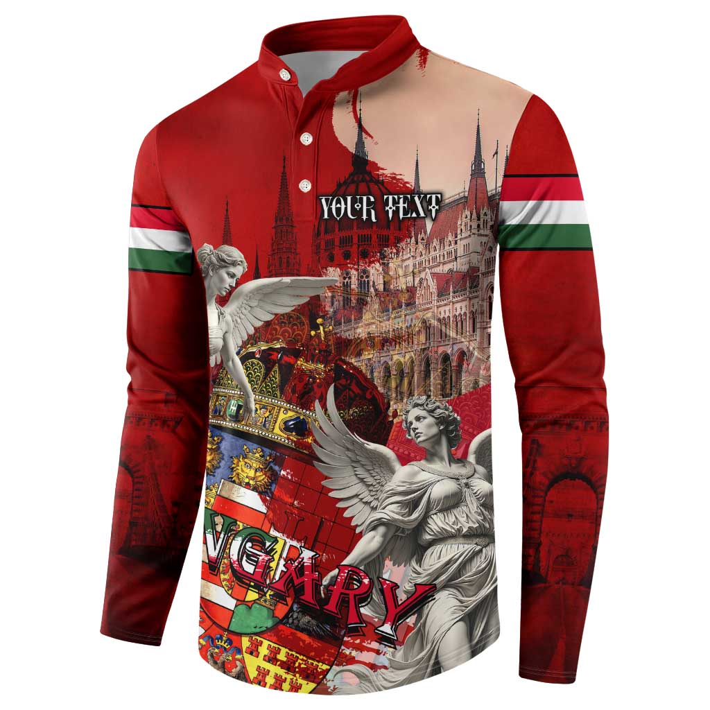 Hungary Button Sweatshirt Crowned with History Guarded by Angels