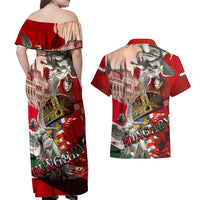 Hungary Couples Matching Off Shoulder Maxi Dress and Hawaiian Shirt Crowned with History Guarded by Angels