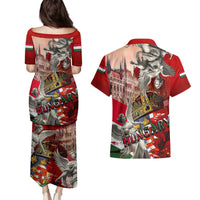 Hungary Couples Matching Puletasi and Hawaiian Shirt Crowned with History Guarded by Angels