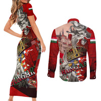 Hungary Couples Matching Short Sleeve Bodycon Dress and Long Sleeve Button Shirt Crowned with History Guarded by Angels