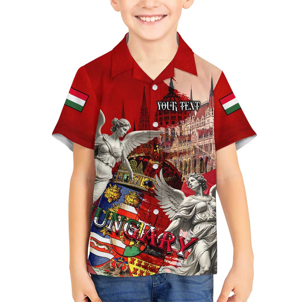 Hungary Family Matching Long Sleeve Bodycon Dress and Hawaiian Shirt Crowned with History Guarded by Angels