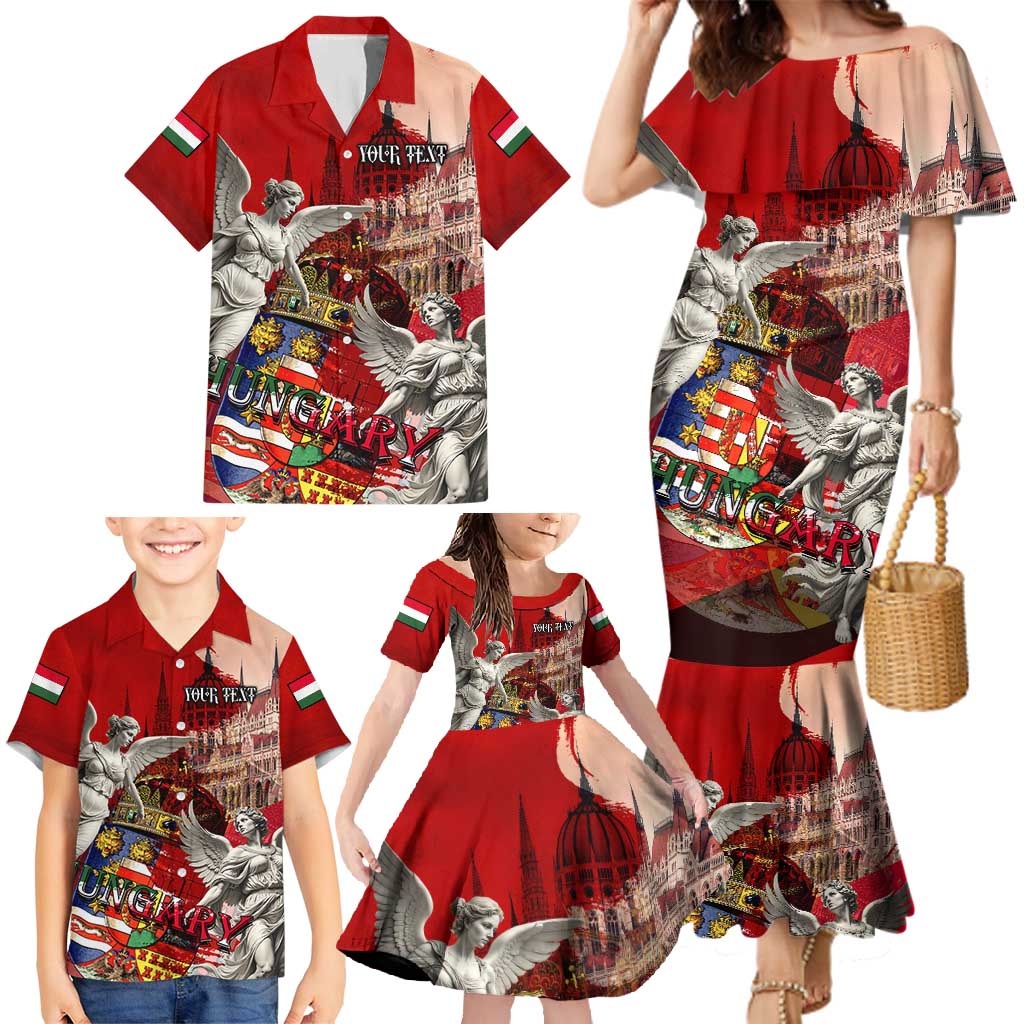 Hungary Family Matching Mermaid Dress and Hawaiian Shirt Crowned with History Guarded by Angels