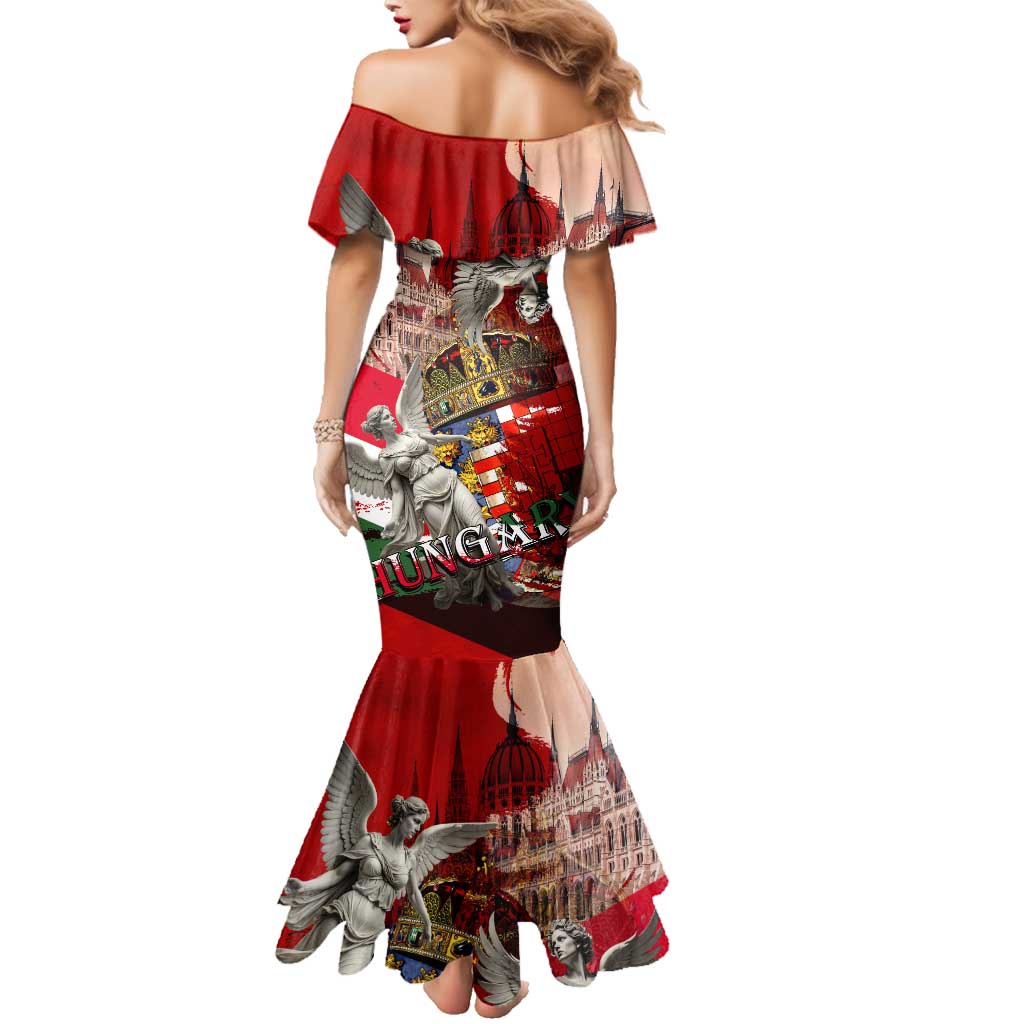 Hungary Family Matching Mermaid Dress and Hawaiian Shirt Crowned with History Guarded by Angels