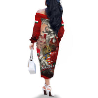 Hungary Family Matching Off The Shoulder Long Sleeve Dress and Hawaiian Shirt Crowned with History Guarded by Angels