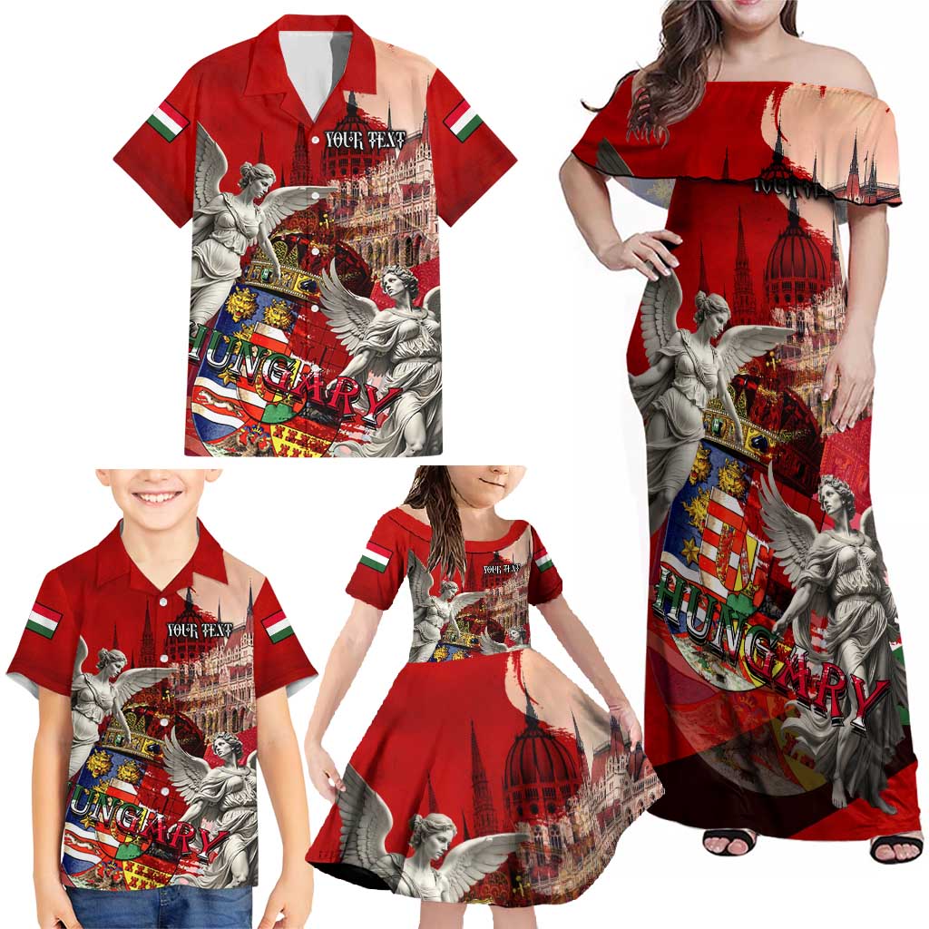 Hungary Family Matching Off Shoulder Maxi Dress and Hawaiian Shirt Crowned with History Guarded by Angels