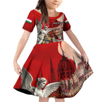 Hungary Family Matching Off Shoulder Short Dress and Hawaiian Shirt Crowned with History Guarded by Angels