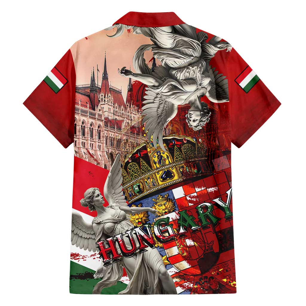 Hungary Family Matching Off Shoulder Short Dress and Hawaiian Shirt Crowned with History Guarded by Angels