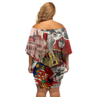 Hungary Family Matching Off Shoulder Short Dress and Hawaiian Shirt Crowned with History Guarded by Angels