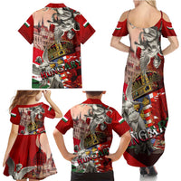 Hungary Family Matching Summer Maxi Dress and Hawaiian Shirt Crowned with History Guarded by Angels