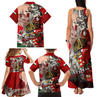 Hungary Family Matching Tank Maxi Dress and Hawaiian Shirt Crowned with History Guarded by Angels