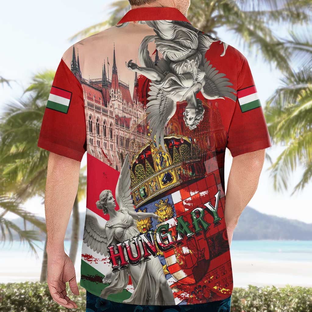 Hungary Hawaiian Shirt Crowned with History Guarded by Angels
