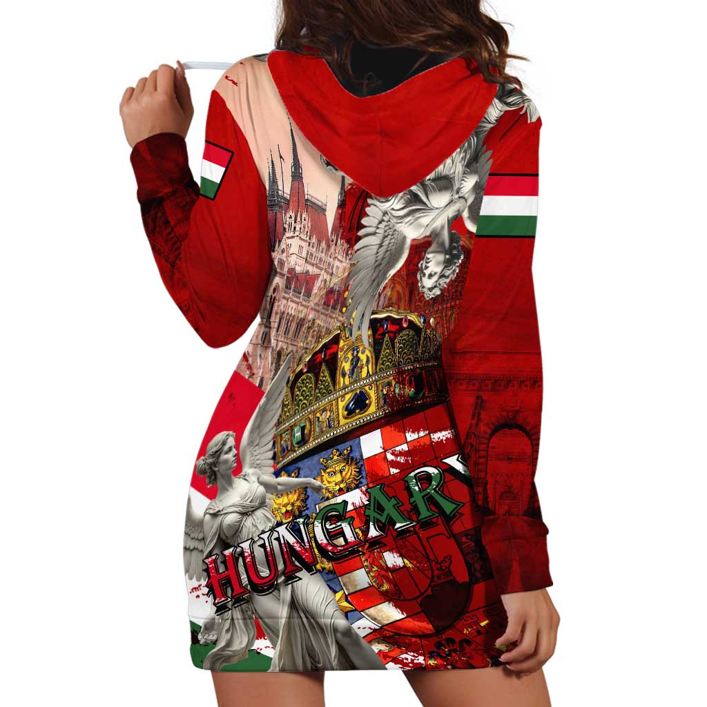 Hungary Hoodie Dress Crowned with History Guarded by Angels