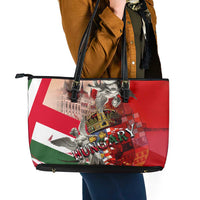 Hungary Leather Tote Bag Crowned with History Guarded by Angels