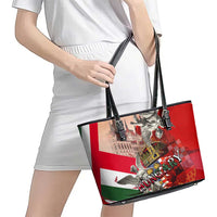 Hungary Leather Tote Bag Crowned with History Guarded by Angels