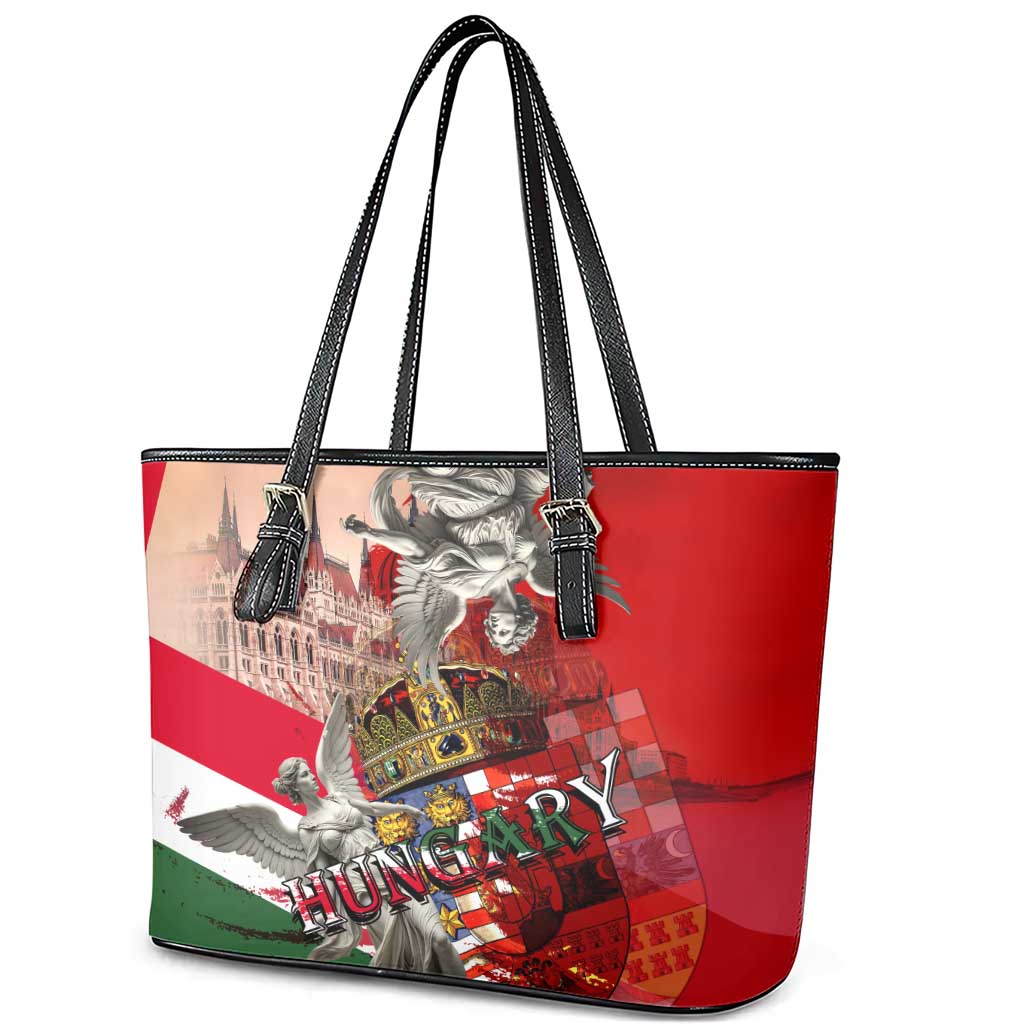 Hungary Leather Tote Bag Crowned with History Guarded by Angels