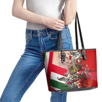 Hungary Leather Tote Bag Crowned with History Guarded by Angels