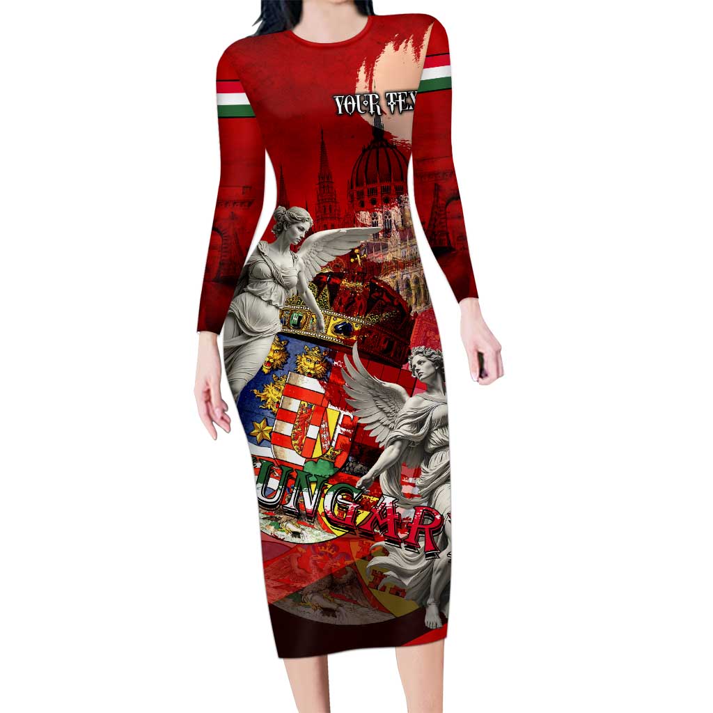 Hungary Long Sleeve Bodycon Dress Crowned with History Guarded by Angels