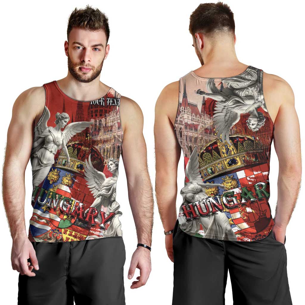 Hungary Men Tank Top Crowned with History Guarded by Angels