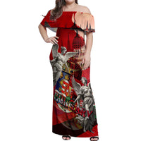 Hungary Off Shoulder Maxi Dress Crowned with History Guarded by Angels