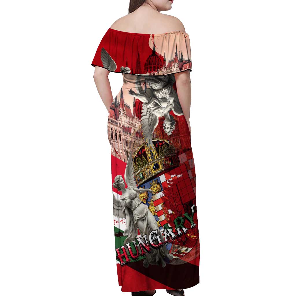 Hungary Off Shoulder Maxi Dress Crowned with History Guarded by Angels
