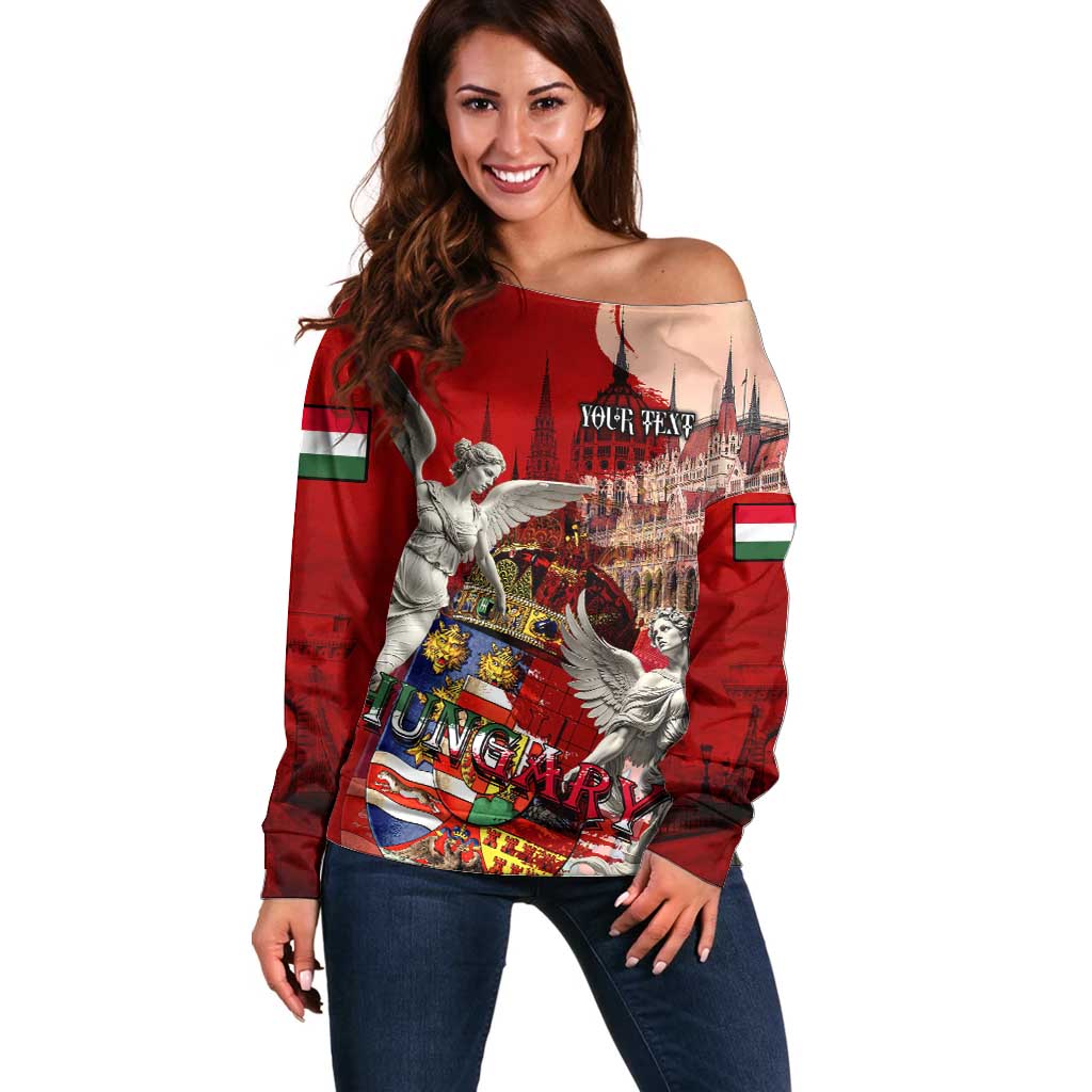 Hungary Off Shoulder Sweater Crowned with History Guarded by Angels