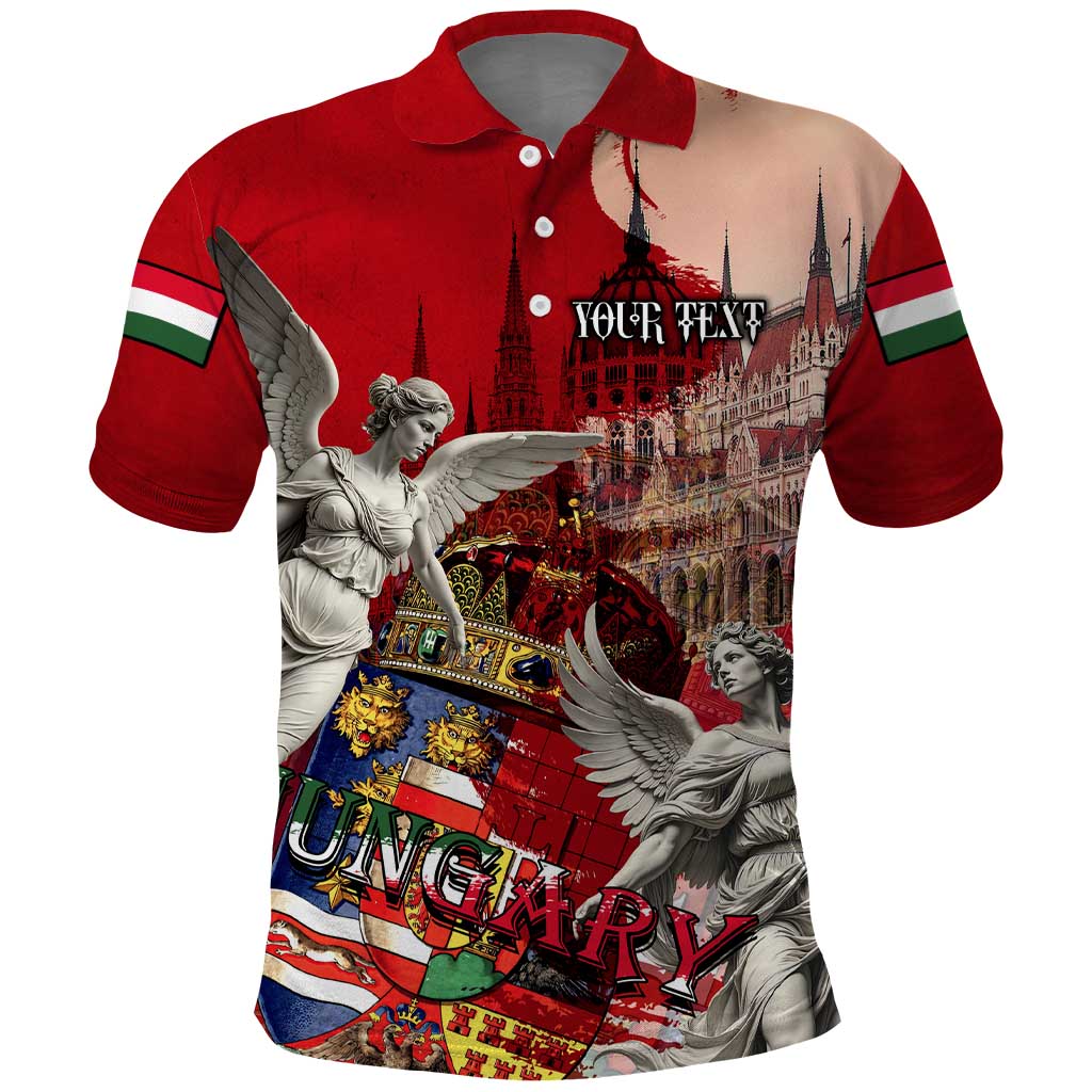 Hungary Polo Shirt Crowned with History Guarded by Angels