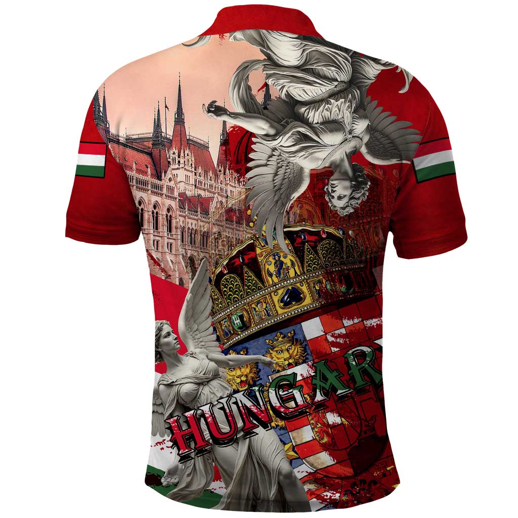 Hungary Polo Shirt Crowned with History Guarded by Angels