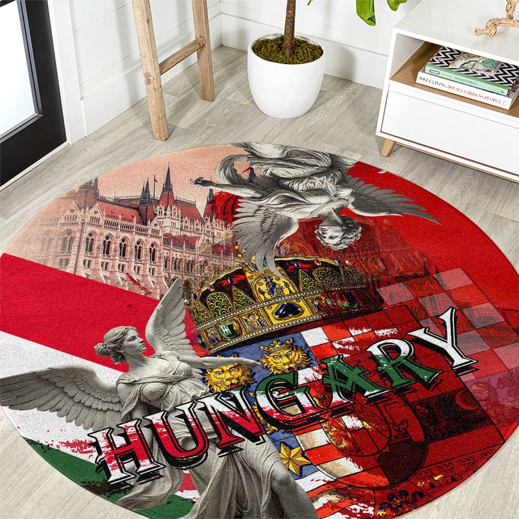Hungary Round Carpet Crowned with History Guarded by Angels