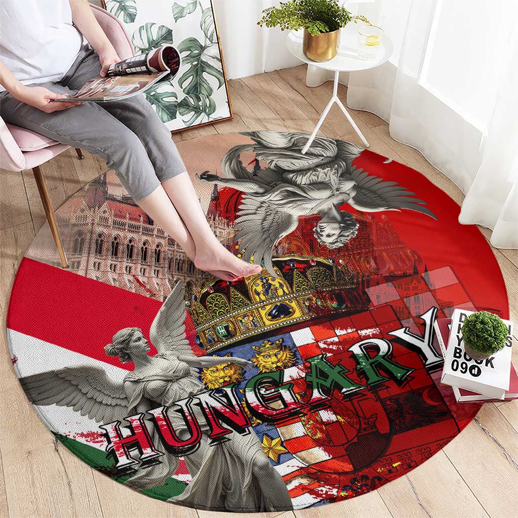 Hungary Round Carpet Crowned with History Guarded by Angels