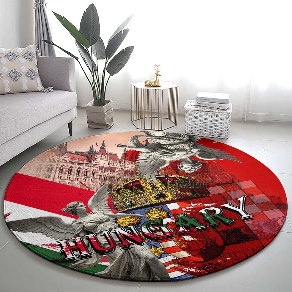 Hungary Round Carpet Crowned with History Guarded by Angels